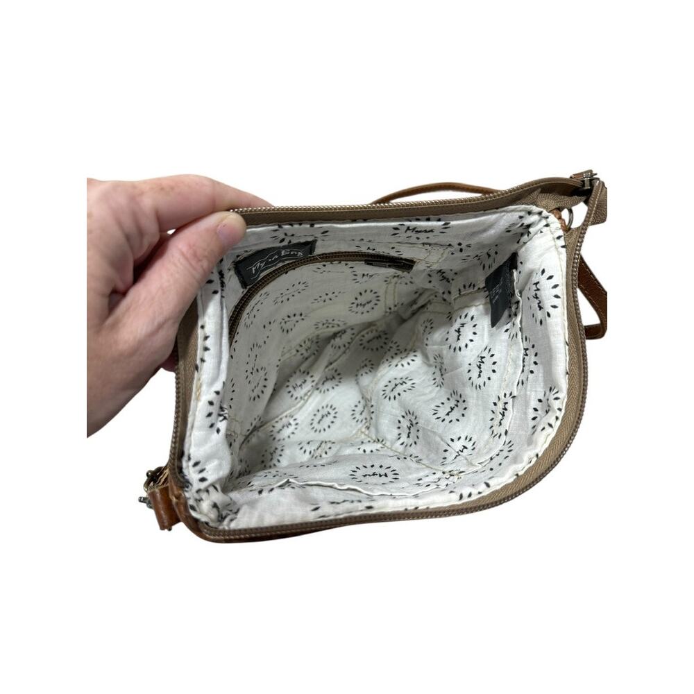 MYRA Leather Western Cow Hair Animal Print Crossbody Bag Tooled Leather - Picture 3 of 7